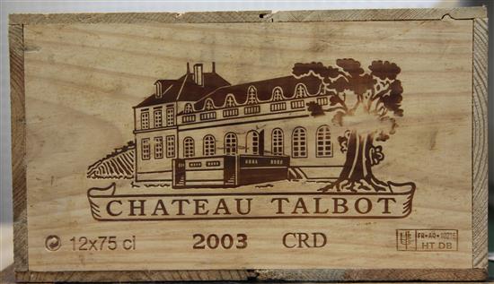Twelve bottles of Chateau Talbot 2003,
